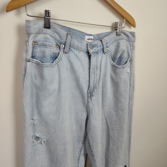 PISTOLA HIGH RISE JEANS BAGGY CROPPED WOMEN'S SIZE 30 RIPPED FRAYED  LIGHTWASH - Picture 3 of 17